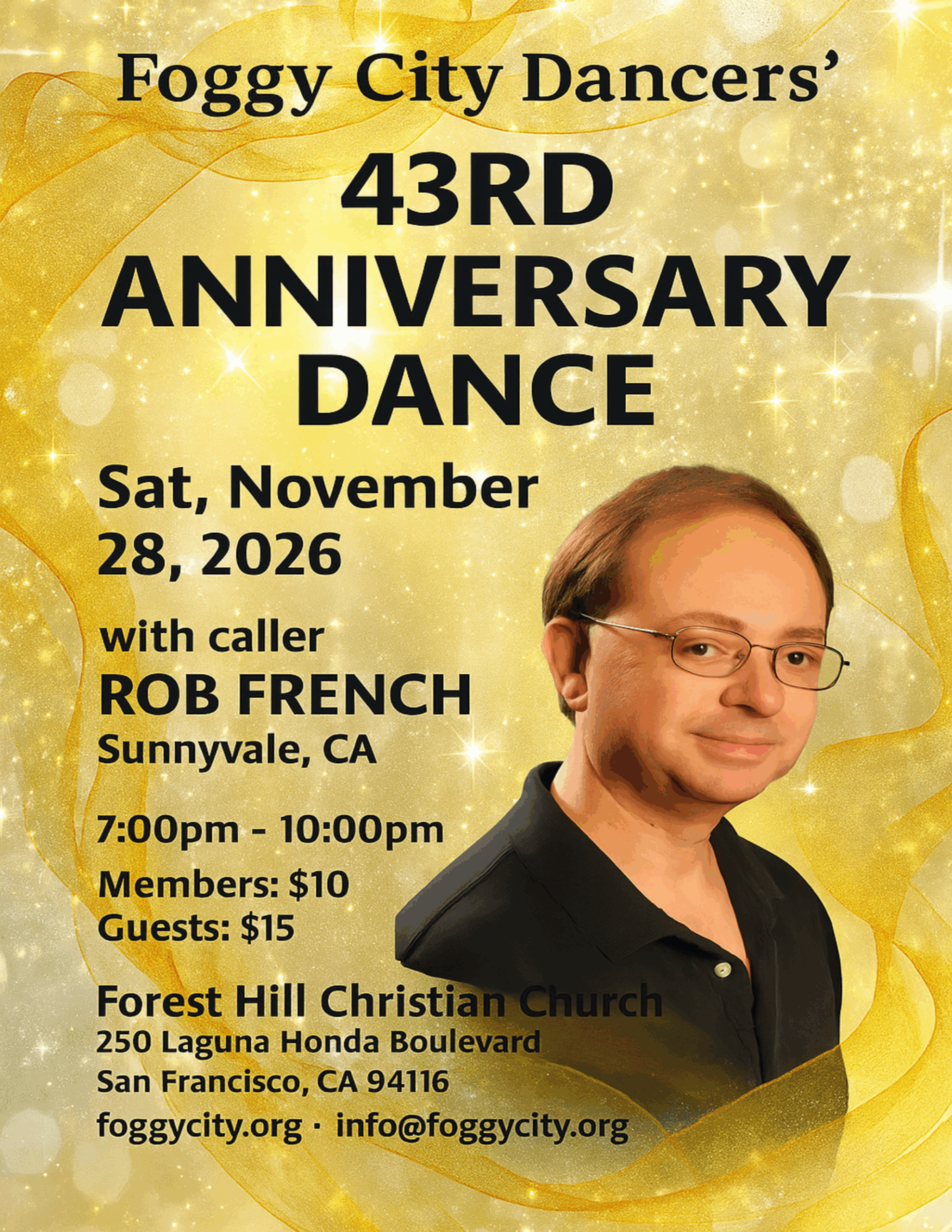 Rob French calling on Saturday 28 November 2026 – 43rd Anniversary Dance