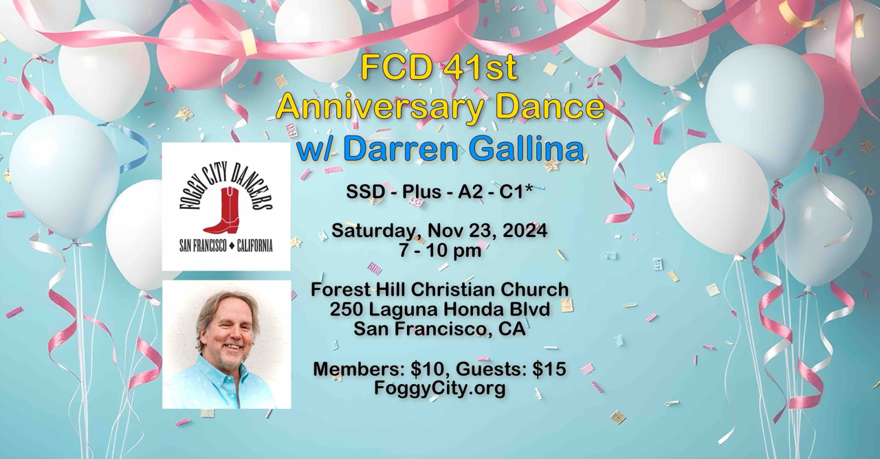 Darren Gallina calling on Saturday 23 November 2024 – 41st Anniversary Dance